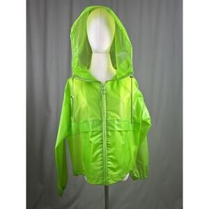 Womens Anthropologie Elodie Sz Med Hooded Jelly Rain Jacket Lime Green Street